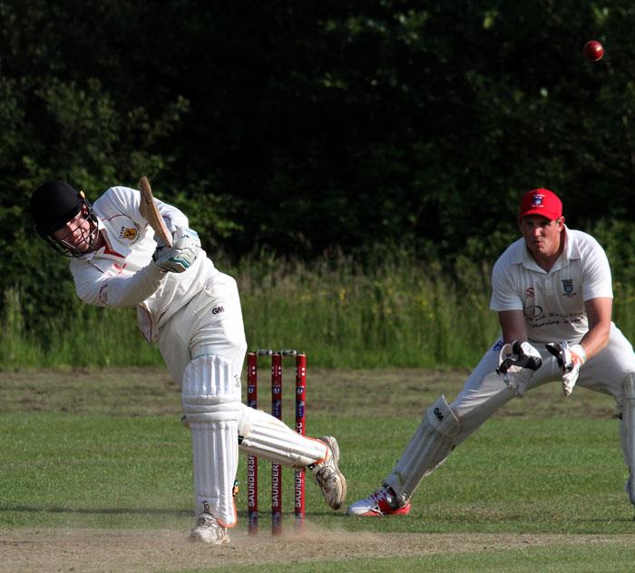 Shaun Whitfield hits a six on his way to 69 not out